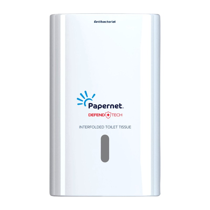 Toiletpapierdispenser Defend Tech - Gevouwen - Antibacterieel - Wit - voor 500 vellen